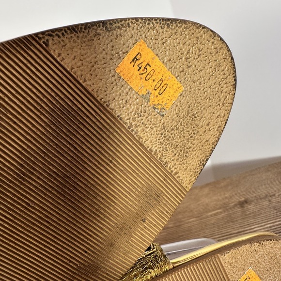 VTG Rhinestone Gold Stiletto Mule Heels Womens 12 Glam Pageant Prom Evening Gala - Picture 10 of 11